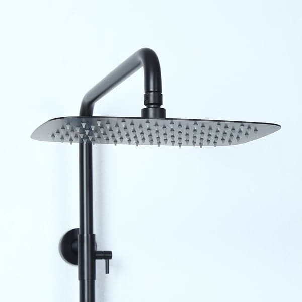 Contemporary Shower System Thermostatic Matte Black Solid Brass Rainfall Shower Head