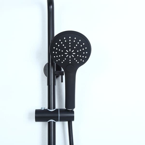 Contemporary Shower System Thermostatic Matte Black Solid Brass Rainfall Shower Head