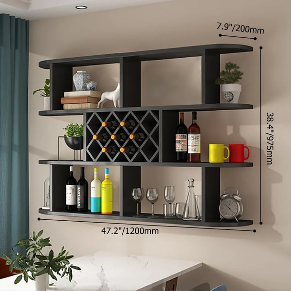 Contemporary Wall Mounted Wine Rack in Black