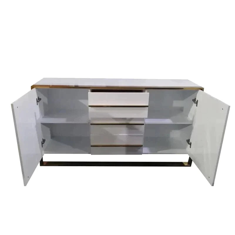 59" Glossy White Buffet & Sideboard with 3 Drawers & 2 Doors