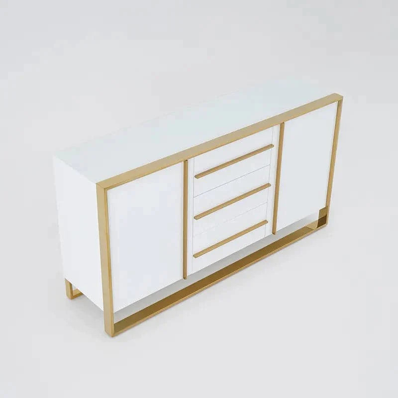 59" Glossy White Buffet & Sideboard with 3 Drawers & 2 Doors