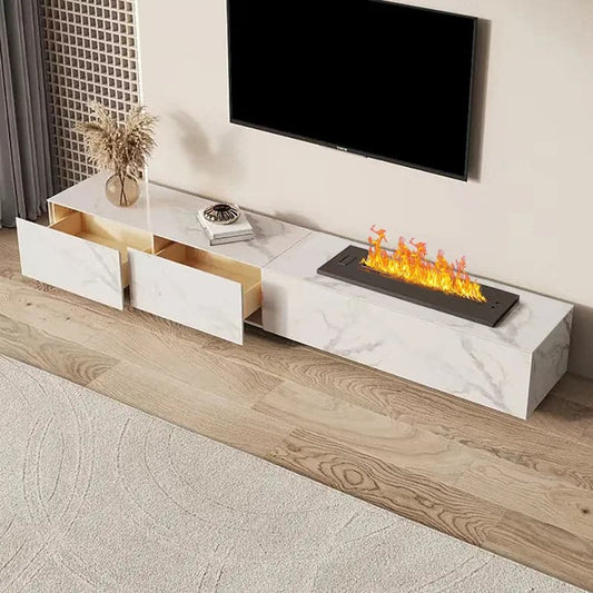 Electric Fireplace Humidifier TV Stand Faux Marble with Remote Control for TVs Up to 75"