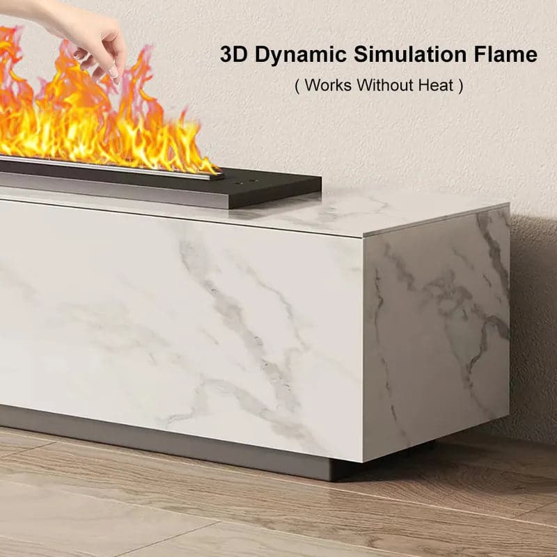 Electric Fireplace Humidifier TV Stand Faux Marble with Remote Control for TVs Up to 75"