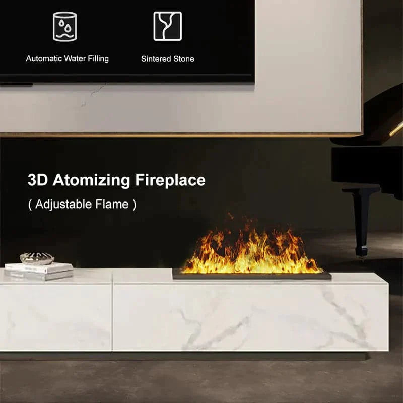 Electric Fireplace Humidifier TV Stand Faux Marble with Remote Control for TVs Up to 75"