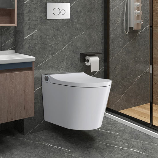 Elongated One-Piece Wall Mounted Smart Toilet with In-Wall Tank & Carrier System