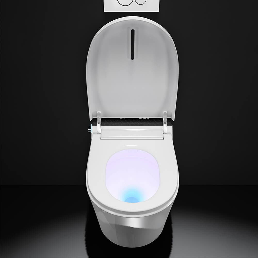 Elongated One-Piece Wall Mounted Smart Toilet with In-Wall Tank & Carrier System