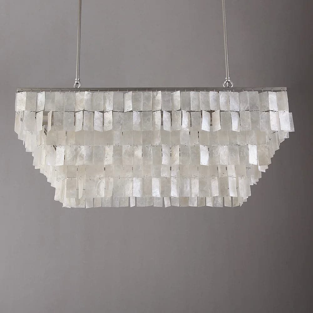 6-Light Coastal Linear Shell Kitchen Island Light Capiz Tiered Pendant Light