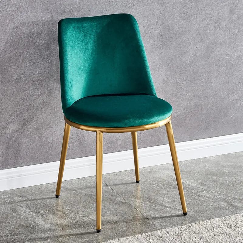 Modern Velvet Dining Chair High Back Upholstered Side Chair in Gold Legs Set of 2