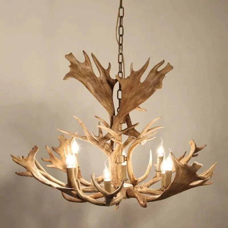 Antler 43" Wide Rustic Cascade Antler Chandelier 8 Candle Lights