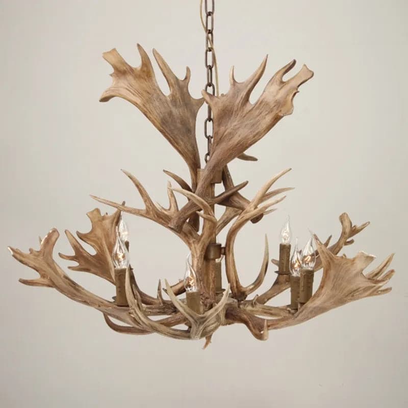 Antler 43" Wide Rustic Cascade Antler Chandelier 8 Candle Lights