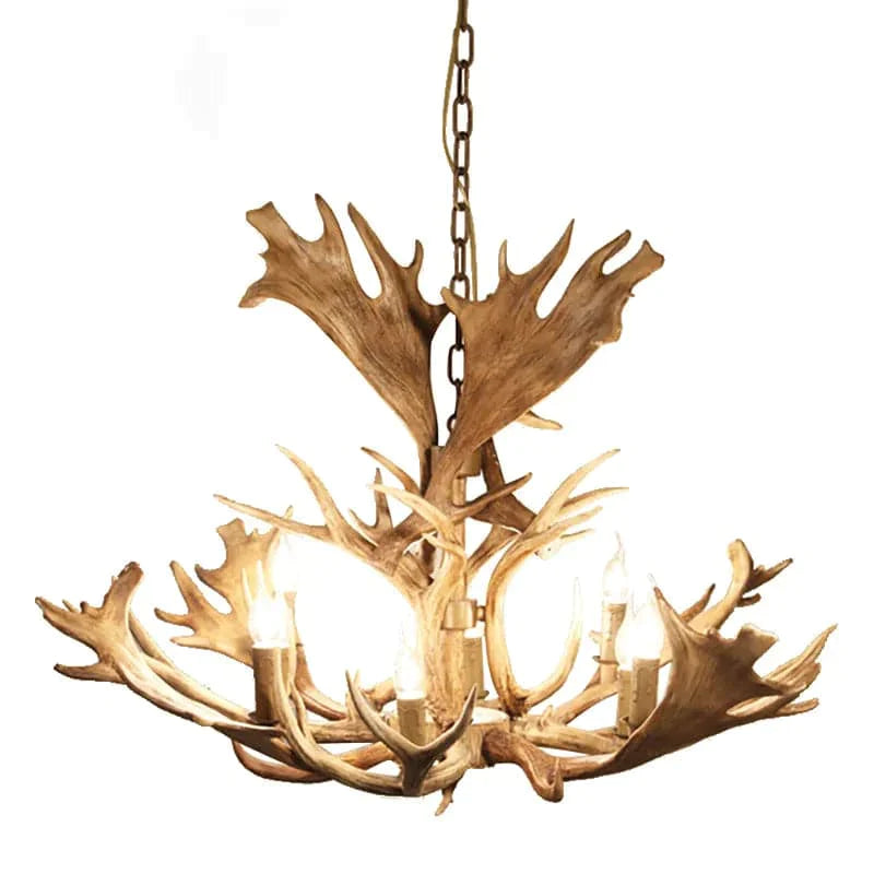 Antler 43" Wide Rustic Cascade Antler Chandelier 8 Candle Lights