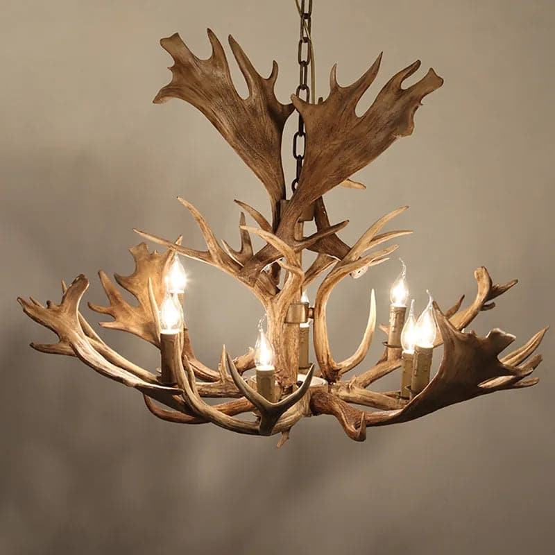 Antler 43" Wide Rustic Cascade Antler Chandelier 8 Candle Lights