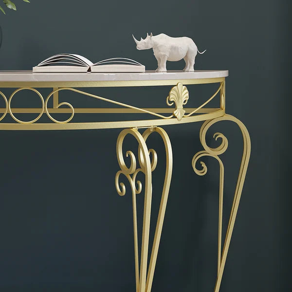 French Country Metal Console Table Classical Gold Frame Entryway Table