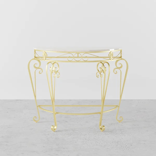 French Country Metal Console Table Classical Gold Frame Entryway Table