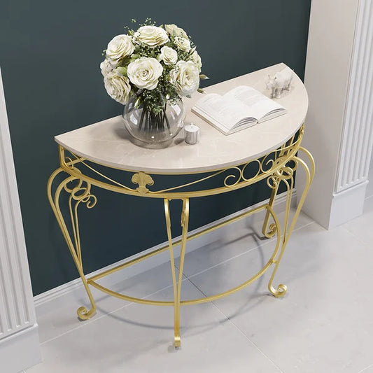 French Country Metal Console Table Classical Gold Frame Entryway Table