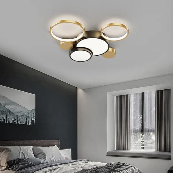 Geometric Flush Mount LED Ceiling Light in Gold & Black