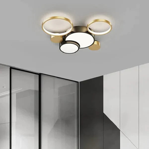 Geometric Flush Mount LED Ceiling Light in Gold & Black