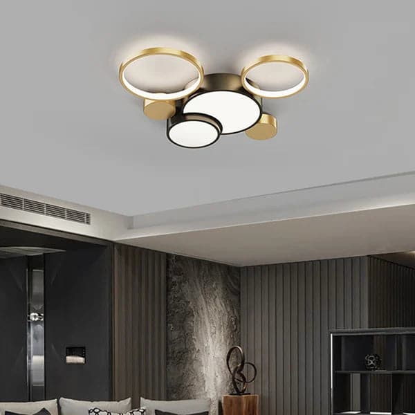 Geometric Flush Mount LED Ceiling Light in Gold & Black