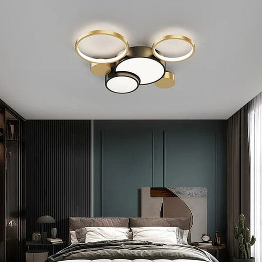 Geometric Flush Mount LED Ceiling Light in Gold & Black