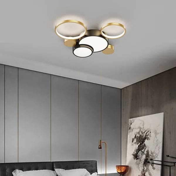 Geometric Flush Mount LED Ceiling Light in Gold & Black