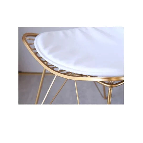 Glam Metal Dining Chair Hollow with PU Leather Cushion in Gold Finish Chair