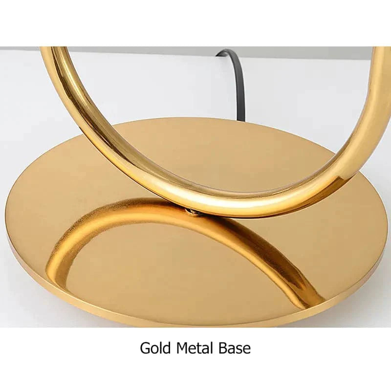 Global Gold Metal White Glass Globe Table Lamp LED for Bedroom