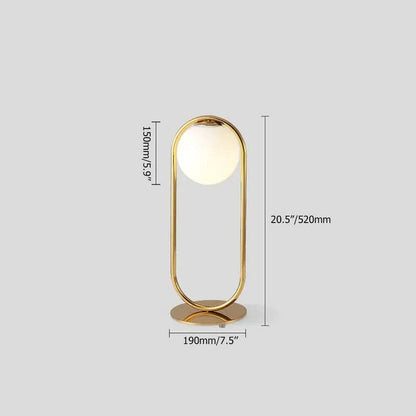 Global Gold Metal White Glass Globe Table Lamp LED for Bedroom