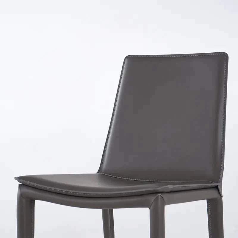 Gray Saddle Leather Upholstered High Back Dining Chair (Set of 2)