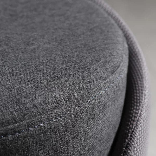 Gray Stylish Round Upholstered Ottoman Cotton & Linen Ottoman Pouf