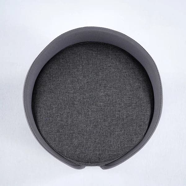 Gray Stylish Round Upholstered Ottoman Cotton & Linen Ottoman Pouf