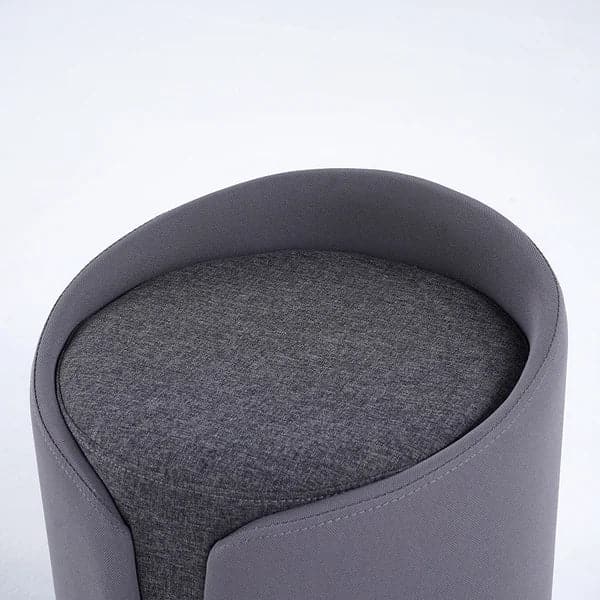 Gray Stylish Round Upholstered Ottoman Cotton & Linen Ottoman Pouf