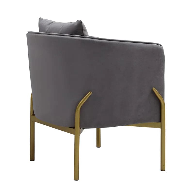 Gray Velvet Accent Chair Modern Upholstered Arm Chair with Gold Legs Pillow Included