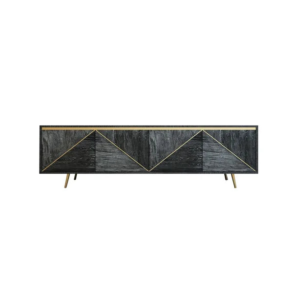 Gray and Gold Modern TV Stand with 4 Doors for TVs up to 75"