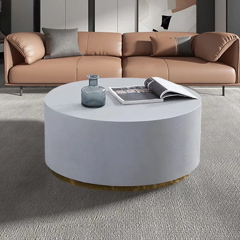 Industrial 31.5" Coffee Table Round Cement-Like in Light Gray