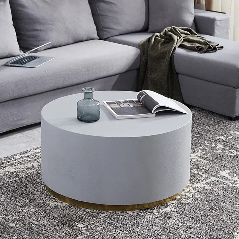 Industrial 31.5" Coffee Table Round Cement-Like in Light Gray