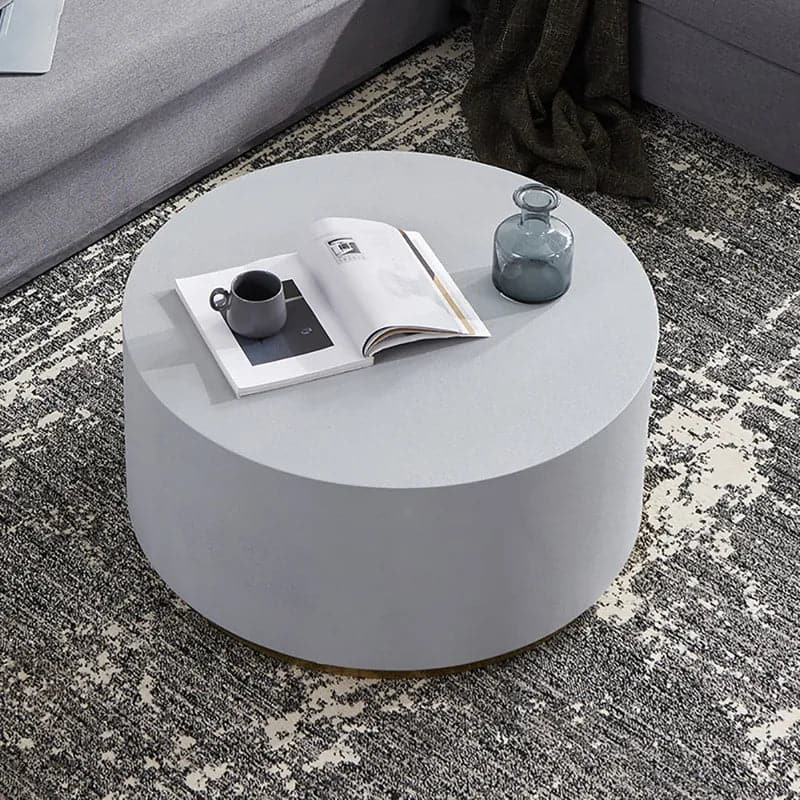 Industrial 31.5" Coffee Table Round Cement-Like in Light Gray