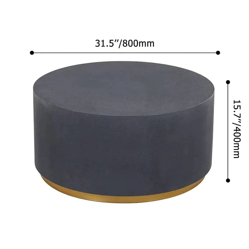 Industrial Coffee Table Round Cement-Like Coffee Table in Deep Gray