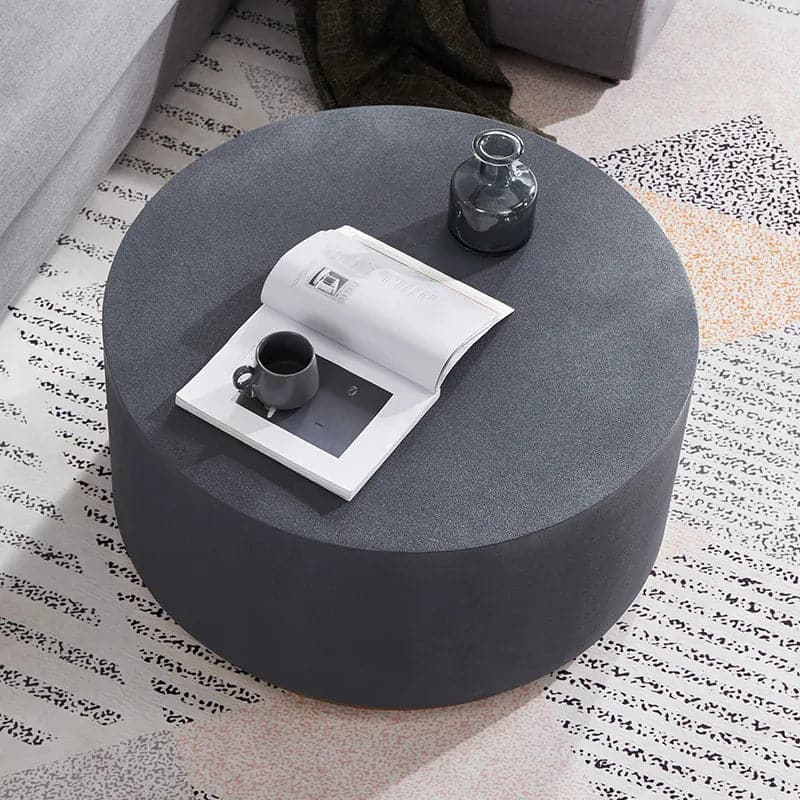 Industrial Coffee Table Round Cement-Like Coffee Table in Deep Gray