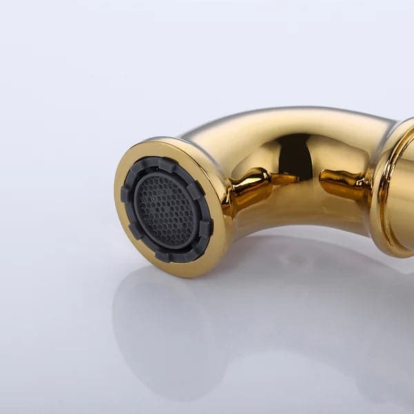 Industrial Gold Single Hole Bathroom Sink Faucet Single Handle Solid Brass