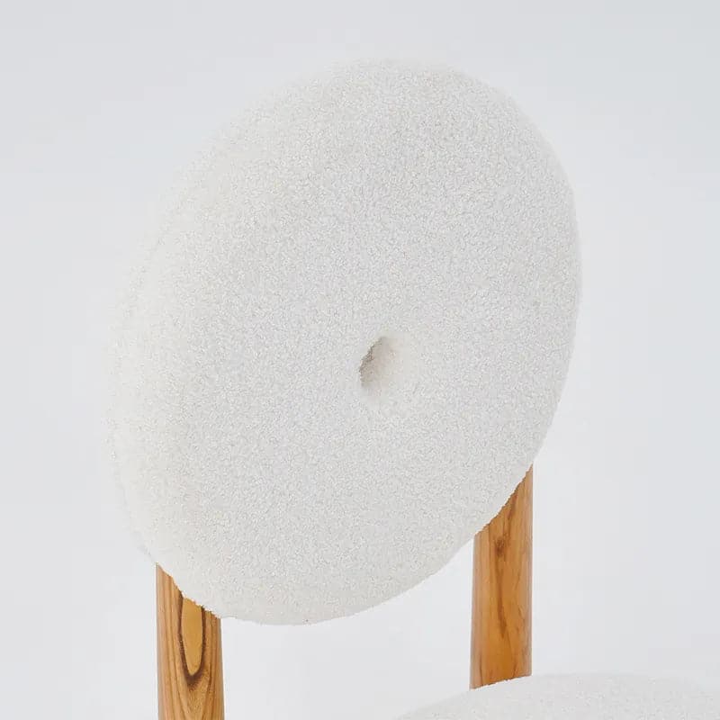 Japandi White Boucle Dining Chair Side Chair Natural Wood Legs