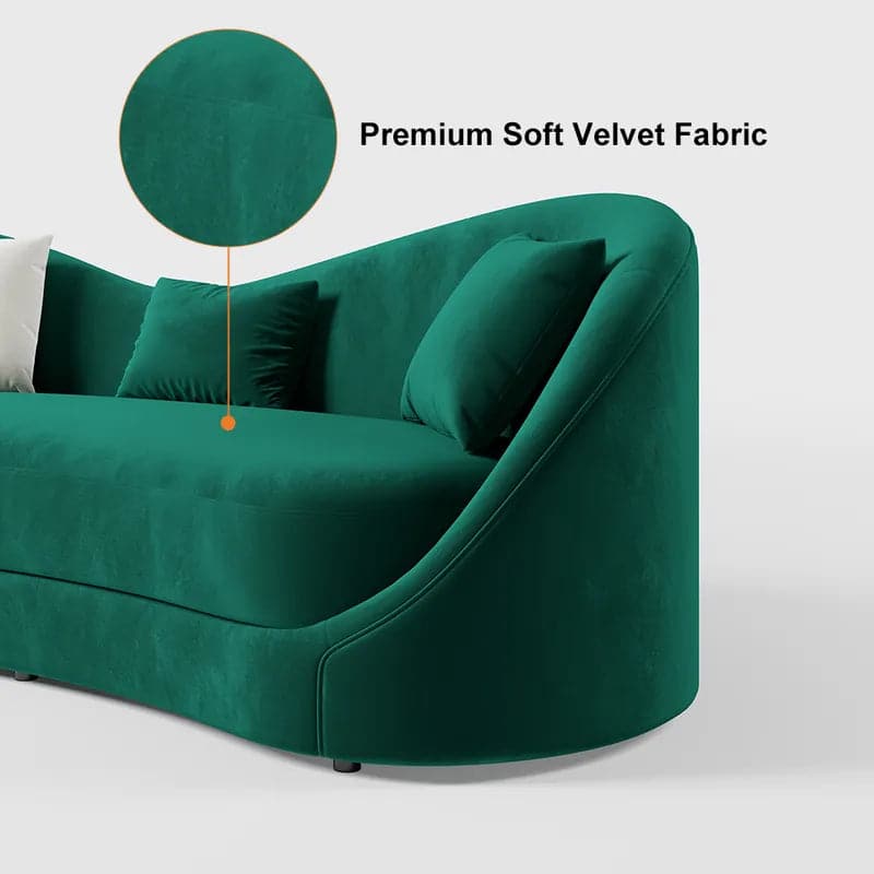 Luxury Green Velvet Upholstered Sofa 3-Seater Sofa Solid Wood Frame 84" Sofa