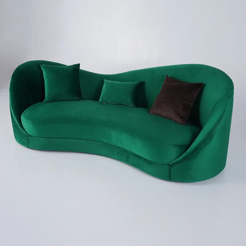 Luxury Green Velvet Upholstered Sofa 3-Seater Sofa Solid Wood Frame 84" Sofa