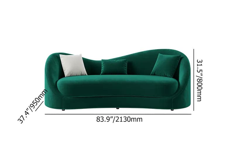 Luxury Green Velvet Upholstered Sofa 3-Seater Sofa Solid Wood Frame 84" Sofa