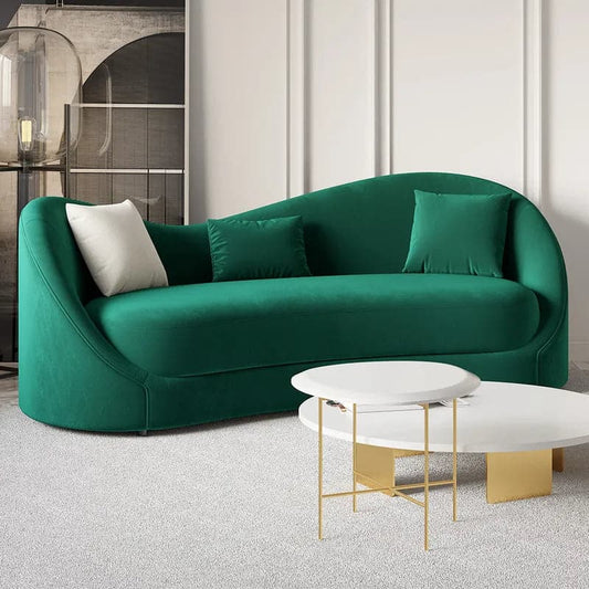 Luxury Green Velvet Upholstered Sofa 3-Seater Sofa Solid Wood Frame 84" Sofa