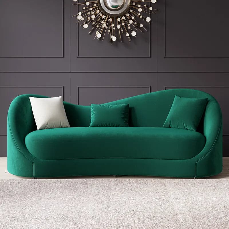 Luxury Green Velvet Upholstered Sofa 3-Seater Sofa Solid Wood Frame 84" Sofa