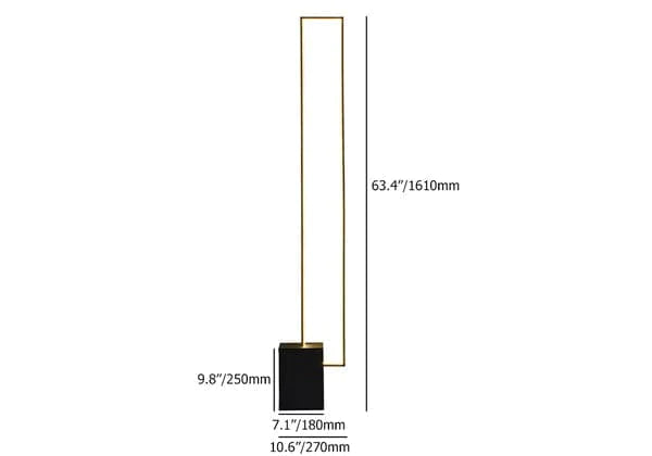 Metal LED Floor Lamp Rectangular Standing lamp with Black Base