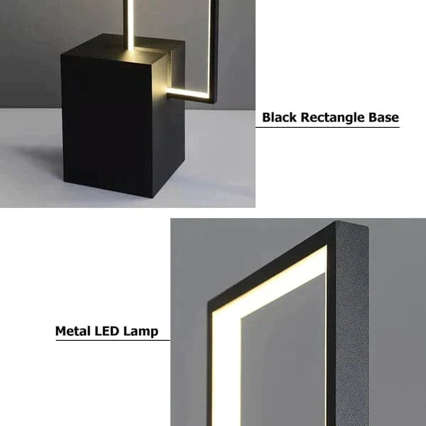 Metal LED Floor Lamp Rectangular Standing lamp with Black Base