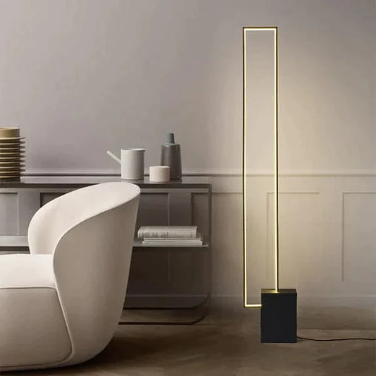 Metal LED Floor Lamp Rectangular Standing lamp with Black Base