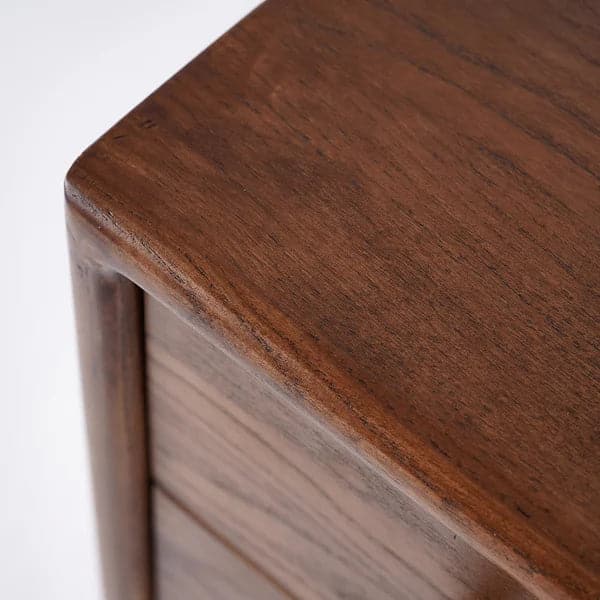 Mid Century Modern Chest Cabinet with Storage 3 Drawers of Ash Wood in Walnut