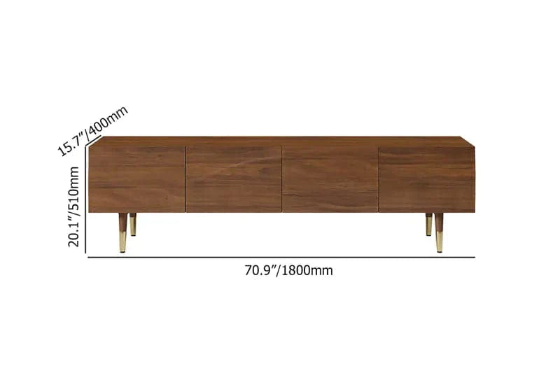 Mid Century Modern TV Stand with Wavy Design Walnut Storage 4 Drawers for TVs Up to 75"